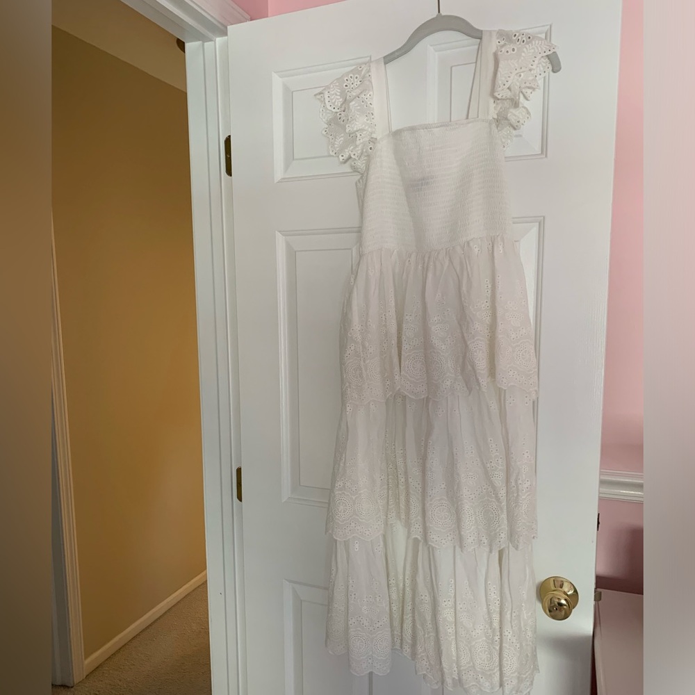 White eyelet tiered dress